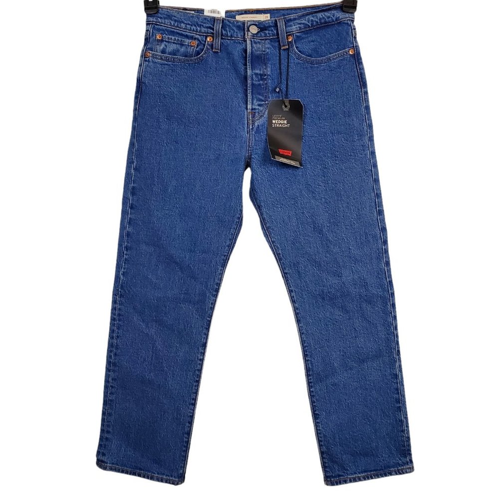 Levis Wedgie Straight High Rise Jeans Womens 29 Blue Button Fly Cropped 29x26